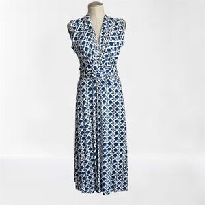 Diane Von Furstenberg Dorothee Faux Wrap Midi Dress Vintage Cane Midnight Blue
